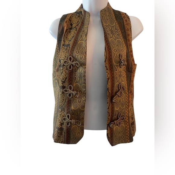 Giuseppe Collection Brocade Vest Tapestry Jacquard Frog Closure Petite P - Picture 5 of 9